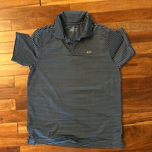 Vineyard Vines performance youth large polo in navy and white stripes